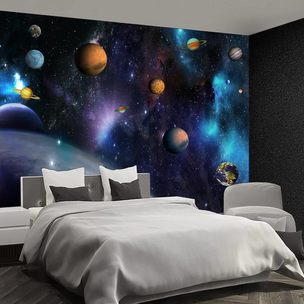 Galaxy Wall Mural Wallpaper with Planets